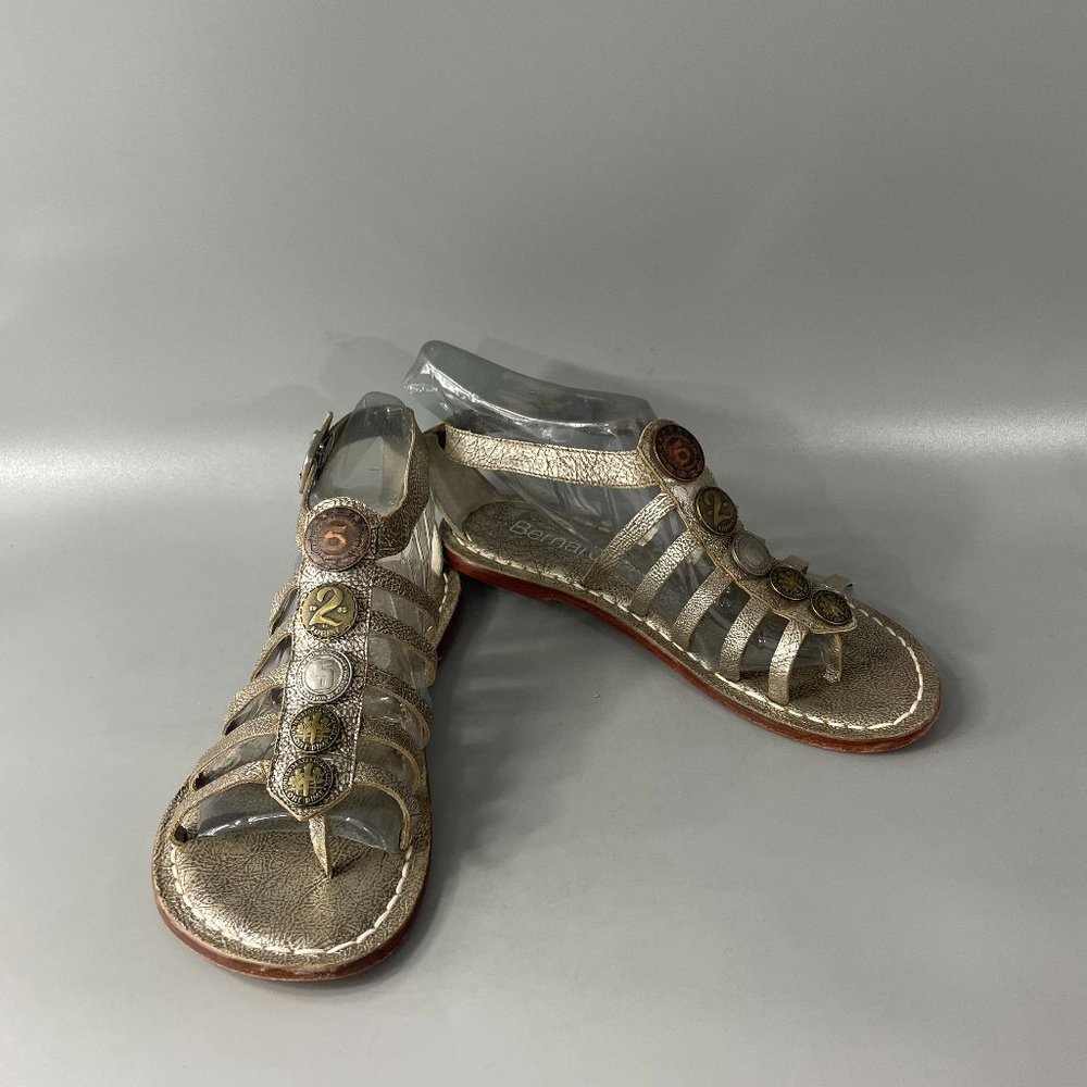 Bernardo Women's Coins Gladiator Sandals Silver Caged Angel Core Comfy, 7M